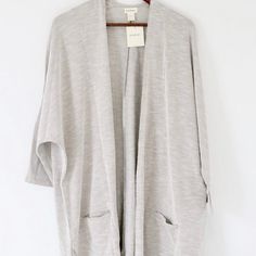 Donni Anthropologie Revolve Open Oversized Ribbed Striped Cardigan- One Size Cardigan With Two Pockets Perfect Lounge Wear Or Everyday Wear Ribbed Relax Neutral Color Gray Brand New With Tags Oversized Open Front Top For Layering, Oversized Sweater For Spring Loungewear, Casual Cardigan With Batwing Sleeve For Layering, Casual Cardigan With Batwing Sleeves, Casual Batwing Sleeve Cardigan For Layering, Oversized Open Front Knit Top, Oversized Batwing Sleeve Spring Cardigan, Oversized Cozy Cardigan For Daywear, Cozy Oversized Cardigan For Daywear