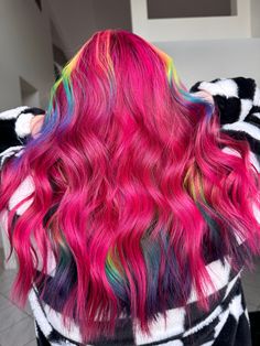 This listing is for custom, human hair wigs. You pick the length the density and the colors Hair Dye Bright Colors, Curly Vivid Hair, Fantasy Color Hair, Multi Color Pink Hair, Strawberry Leopard Hair Color Prismatic Purple, Magenta And Yellow Hair, Pink And Orange Hair, Exotic Hair, Exotic Hair Color