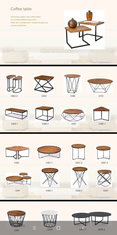 the different types of coffee tables are shown in this graphic diagram, which shows how each table