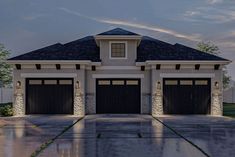 a three car garage is shown in this rendering