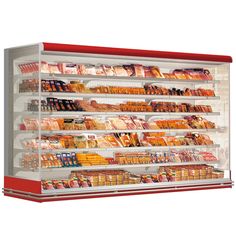 a display case filled with lots of food