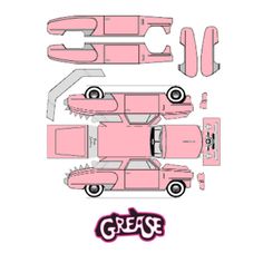 paper model of a pink car with the words grease on it