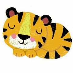 a drawing of a tiger sleeping with its eyes closed