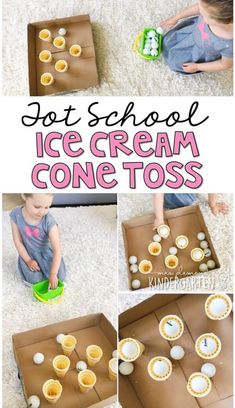 some kids are making ice cream cones out of cardboard and plastic cups on the floor