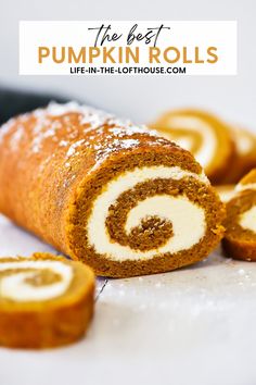 the best pumpkin roll recipe is made with cinnamon rolls and cream cheese