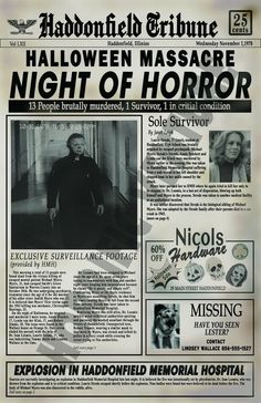 Micheal Myers Aesthetic, Halloween Newspaper, Horror Bathroom, Halloween Hallway, Horror Wallpapers, Michael Myers Memes, 2023 Crafts, Magazine Design Cover, Horror Aesthetic