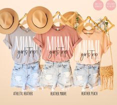 Get ready for a fun-filled Miami vacation with your girlfriends in these matching Miami tees! Perfect for a beach girls' weekend trip or a girls' vacation, these Miami shirts will be the perfect addition to your trip. ✨ Shirts sold separately ✨ Please check the SIZE CHART image on the listing, and choose your size accordingly before placing your order.  🚫We do not accept exchanges, returns, or cancellations, however, if there are any print issues with the item please contact us right away. We'l Miami Girls Trip, Miami Shirt, Miami Trip, Miami Girls, Miami Vacation, Travel Tshirt, Trip Shirts, Girls Trip Shirts, Girls Vacation