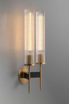 This pure copper wall candlestick is made of high quality brass and will add a touch of colour to any interior. The Alouette Sconce is machined from solid brass. All parts are hand polished and plated. It’s borosilicate glass shade is re polished by hand. Copper Wall Light, Modern Luxury Living Room, Lampe Art Deco, Loft Wall, Brass Wall Lamp, Brass Wall Light, Copper Wall, Modern Sconces, Luminaire Design