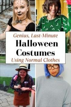 some people are wearing costumes and posing for pictures with the caption genius, last - minute halloween costumes using normal clothes