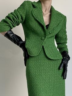 An exclusive offer for you——Affordable prices at Stylewe store, SPU: 11YJAAI0647, Color: Green, Material:Polyester, Waistlines:Natural. Skirt And Dress Outfits, Plain Jacket, Fall Winter Jacket, Plus Size Blazer, Types Of Coats, Ladies Blazer, Skirt Suit Set, Moda Paris, Collar Jacket