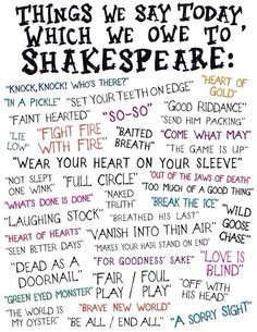 an image of shakespeare's words written in different colors and styles on white paper