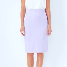 Never Worn. Elegant Fitted Lavender Bottoms, Elegant Fitted Lavender Skirt, Elegant Lavender Skirt For Spring, Lavender Bottoms For Spring Workwear, Feminine Pencil Skirt For Workwear, Fitted Purple Pencil Skirt, Purple Fitted Pencil Skirt, Purple Fitted Skirt For Work, Fitted Purple Skirt For Work