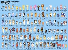 an illustrated poster with many different types of dogs and their names in each dog's body