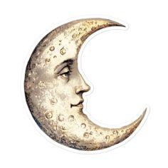 a sticker with the face of a crescent moon