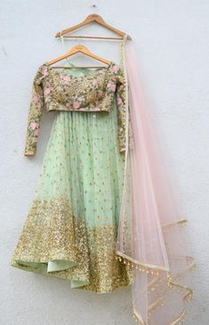 Pista Green, Floral Lehenga, Red Lehenga, Patiala Salwar, Indian Bridal Wear, Indian Lehenga, Party Wear Lehenga, Sequence Work