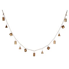 a long necklace with wooden pieces hanging from it's sides and small beads on the end