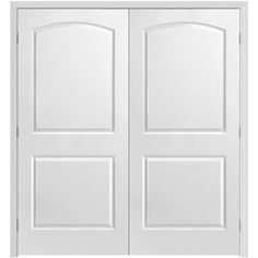 an open white door with two side panels on the top and bottom panel, in front of