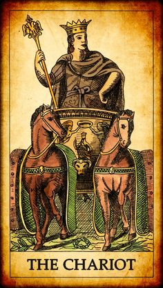 an image of a man on a horse in the middle of a tarot card