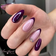 Dark Purple Nails, Violet Nails, Purple Nail Designs, Cute Acrylic Nail Designs, Pink Nail, Purple Nails, Cute Acrylic Nails, Acrylic Nail Designs