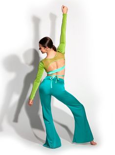 Farrah Pant Stretch High-waisted Pants With Elastic Side Panels, Flexible Dancewear Bottoms For Dance, Fitted Full-length Green Bottoms, Fitted Full Length Green Bottoms, Stretch Full Length Bottoms With Elastic Side Panels, High Waist Stretch Pants With Elastic Side Panels, Stretch Bottoms With Elastic Waistband For Dancewear, Stretch Dancewear Bottoms With Elastic Waistband, Green Full-length Bottoms With 4-way Stretch