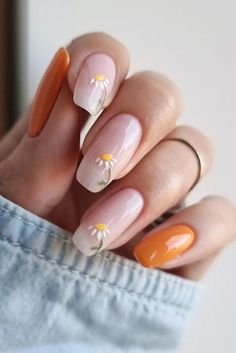 Gel French Manicure, Unghie Nail Art, Nail Art For Beginners, Daisy Nails, Her Nails, Floral Nails, Chic Nails, Nail Arts