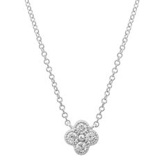 Details: 14k Gold Diamond Necklace Clover: 6mm / Chain Thickness: 1.1mm