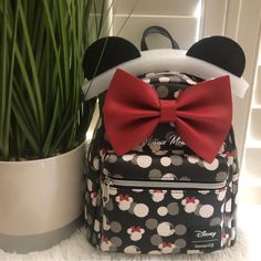 This Backpack Is New And Comes From A Smoke Free Home Disney Red Minnie Mouse Backpack, Disney Minnie Mouse Red Backpack, Red Disney Minnie Mouse Backpack, Red Minnie Mouse Standard Backpack, Red Minnie Mouse Backpack For Disney Trips, Cute Red Backpack For Disney Trips, Black Minnie Mouse Backpack For Back To School, Back To School Minnie Mouse Black Backpack, Cute Black Minnie Mouse Backpack