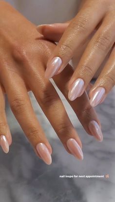 Light Pearl Nails, Slay Nails, Cutesy Nails, Fresh Nails, White Chrome Nails, Hoco Nails, Bridesmaids Nails, Pink Chrome Nails, Milky Nails