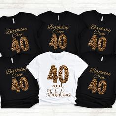 birthday shirts with the number forty and leopard print