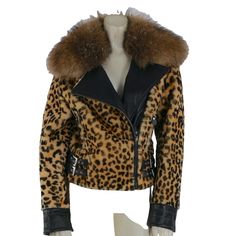 Vintage Beige Leopard Print Fur Collared Leather Contrasted Short Biker Jacket Size S Jacket Is Pre-Owned, Very Good Condition Overall There Is No Significant Wear Visible. Gently Used Beige And Black Color Leopard Print Body And Genuine Leather Trims Fox Fur Collar Zip Closure On Front Long Sleeves Two Zipper Pockets Made In Argentina If You Are Interested In Any Other Items From This Look, Please Let Me Know * Brand: Unbranded * Size: S * Color: Beige And Black * Style: Jacket * Condition: Pre-Owned * Material: Fur And Leather * Measurements In Inches: * Shoulders Across: 15 * Sleeve Length: 23 * Bust: 34 * Waist: 30 * Length From Shoulder Down: 19 Short Leopard Jacket, Luxury Winter Outerwear For Biker Events, Luxury Biker Jacket With Faux Fur Trim For Fall, 80s Punk Fashion, Short Biker, Leopard Jacket, Beige And Black, Warm Coat, Black Style