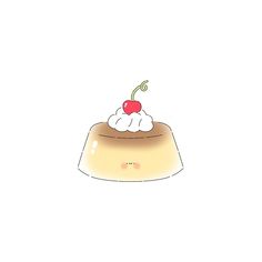 a piece of cake with whipped cream and a cherry on top is sitting in front of a white background