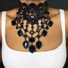 Jewelry | Ust Women Layers Crystal Pendant Necklace | Poshmark Rhinestone Statement Necklace, Rhinestone Choker Necklace, Crystal Bead Necklace, Rhinestone Choker, Beaded Collar, Choker Collar, Black Necklace, Black Rhinestone, Rhinestone Necklace