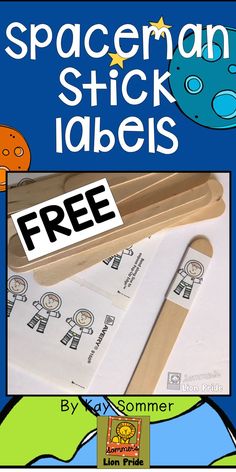 the spaceman stick labels are free for kids to use on their books and crafts