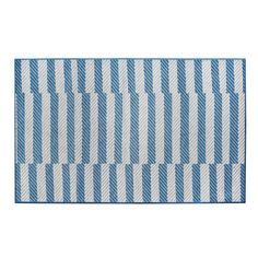 a blue and white striped placemat on a white background with diagonal lines in the center