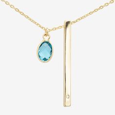 Included: 1 Necklace(s)Features: Adjustable, Nickel Free, In A Gift Box, PersonalizedJewelry Closure: Lobster ClaspLink Construction: SemisolidShape: BarStone Cut: OvalStone Millimeter Measurement: 8 Mm Width, 6 Mm LengthMetal Color: Gold ToneChain Length: 16 InchChain Width: 1.2 MillimetersExtender Length: 2 InchPendant Length: 40.5mmPendant Width: 3mmChain Construction: LinkCare: Wipe CleanStone Type: 1 Cubic Zirconia, 1 CrystalBirthstone: March BirthstoneMetal: 14k Gold Over BrassNecklace Typ Elegant Adjustable Necklace For Birthday Gift, Rectangular Pendant Bar Necklace With Adjustable Chain As Gift, Bar Pendant Necklace, Bar Pendant, Personalised Box, Type 1, Jewellery And Watches, Cubic Zirconia, Gift Box