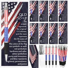 the american flag pens are lined up and ready to be used in patriotic crafts, like this