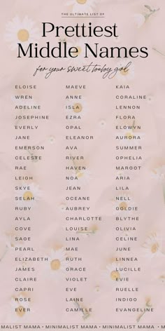 the greatest middle names poster with daisies and flowers on pink paper, in front of a