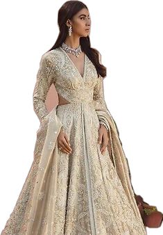 Cream Long-sleeved Dress With Dupatta, Cream Long Sleeve Dress With Dupatta, Cream Fitted Floor-length Sets, Cream Anarkali Dress For Formal Occasions, Formal Cream Anarkali Dress, Cream Anarkali Set With Long Sleeves, Formal Long Sleeve Gown With Resham Embroidery, Formal Beige Dress With Zari Work, Formal Cream Dress With Zari Work