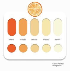 an orange color palette is shown with the names and colors in each section on it