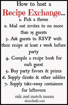 a recipe with instructions for how to host a recipe exchange