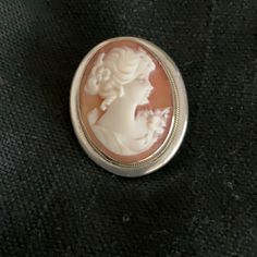 Excellent Condition For Its Age. I Am Selling This For My Good Friend Who Is A Jeweler. He Got This From A Woman Who Worked In Retail In New York City For Decades. She Said This Pin Was From Her Mother. Classic Oval Brooches, Oval Brooches For Formal Occasions, Collectible Cabochon Brooches, Oval White Gold Brooch For Formal Occasions, Formal Oval White Gold Brooch, Formal Oval White Gold Brooches, Elegant Sterling Silver Brooch With Cabochon, Vintage White Gold Oval Brooches, Formal Hallmarked Silver Brooches