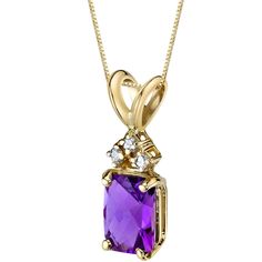 Inspired by a love of luxury Dress it up or dress it down. But don't leave the palace gardens without this crown jewel. This graceful pendant features radiant shape Peora natural Amethyst gemstones in 14K yellow gold. Our natural Amethyst gemstones are a unique gift from nature. By cutting them in a way that respects the rough's natural radiance, we ignite their inherent intensity and maximize their brilliance to deliver on our signature Peora standard. Handcrafted in pure 14K yellow gold goodness, this pendant has been carefully coated in an elegant finish. Our artisans are expertly trained in this process which fortifies the pendant's strength, shine and brilliance. Looking to treat yourself, just because? We're all for that. Our concierge stylists are here to help with all of your jewel Black Opal Pendant, Blue Sapphire Pendant, Sapphire Necklace Pendants, Amethyst Gold, Pendant For Women, Mom Jewelry, Radiant Cut, Diamond Pendant Necklace, Amethyst Gemstone