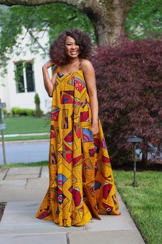 "African ankar maxi dress with exotic patterns, flattering on all skin tones. Gorgeous, Regal, Beautiful, Bold! This African print goes from day to night with ease. Available in plus sizes as well. Authentic African Print Dress for Women / Ladies. African Print Summer Dress, Ankara Maxi Dresses, Gold African Maxi Dress, Sleeveless African Maxi Dress, African Dresses for Special Events, Regal African Dress, Long African Gown, High Quality African Dresses. -------------- DETAILS: Fabric: Authentic Ankara Maxi Gown, Chitenge Dresses, Maxi Dress Ankara, African Print Maxi Dress, African Gowns, Ankara Maxi Dress, Mom Goals, Long African Dresses, Dress Ankara