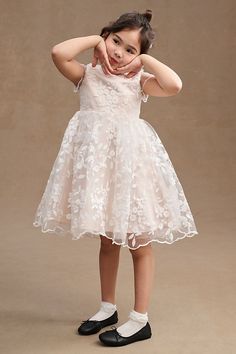 First Holy Communion Dresses, Holy Communion Dresses, Neck Flower, Girls Attire, Princess Flower Girl Dresses, Wedding Party Outfits, Toddler Flower Girl Dresses, Floral Overlay, Anthropologie Wedding