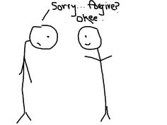 a cartoon drawing of two people with the words, a better way to say sorry