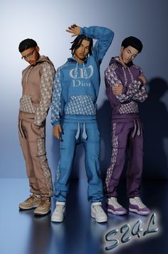 three young men standing next to each other in front of a blue background with the word soul on it