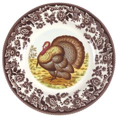 a plate with a turkey painted on it