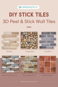 the different types of stone tiles are shown in this info sheet, which shows how to use