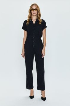 Fade To Black, A Button, Black Jumpsuit, Dress Romper, Jumpsuit Romper, All In One, Work Wear, Bodice, Button Up