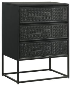 a black cabinet with three drawers